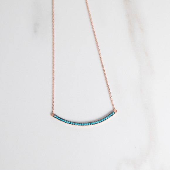 Turquoise Bar Necklace | Rose Gold 925 Silver - Picture 5 of 6